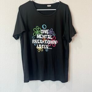 Women's Black "One Mental Breakdown Later" Spongebob Black Graphic Tee | Size L